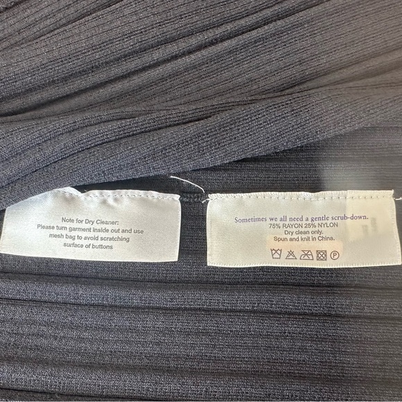 MM Lafleur Black Ribbed Knit Cardigan Sweater. Size Medium - Picture 7 of 9